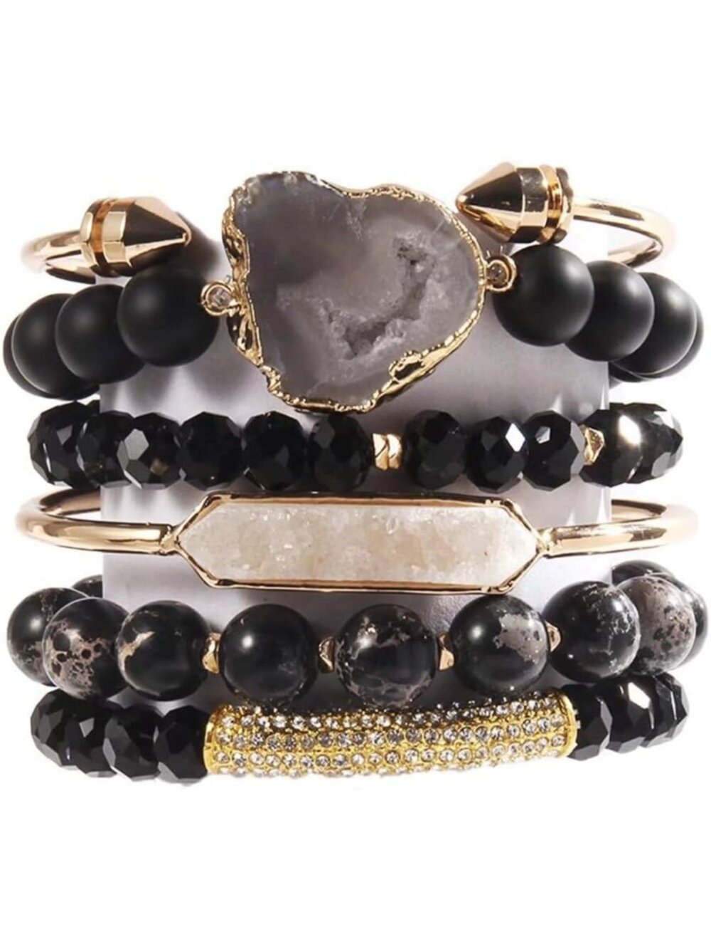 5PCS Boho Stackable Natural Beaded Bracelets & Bangles for Women & Men